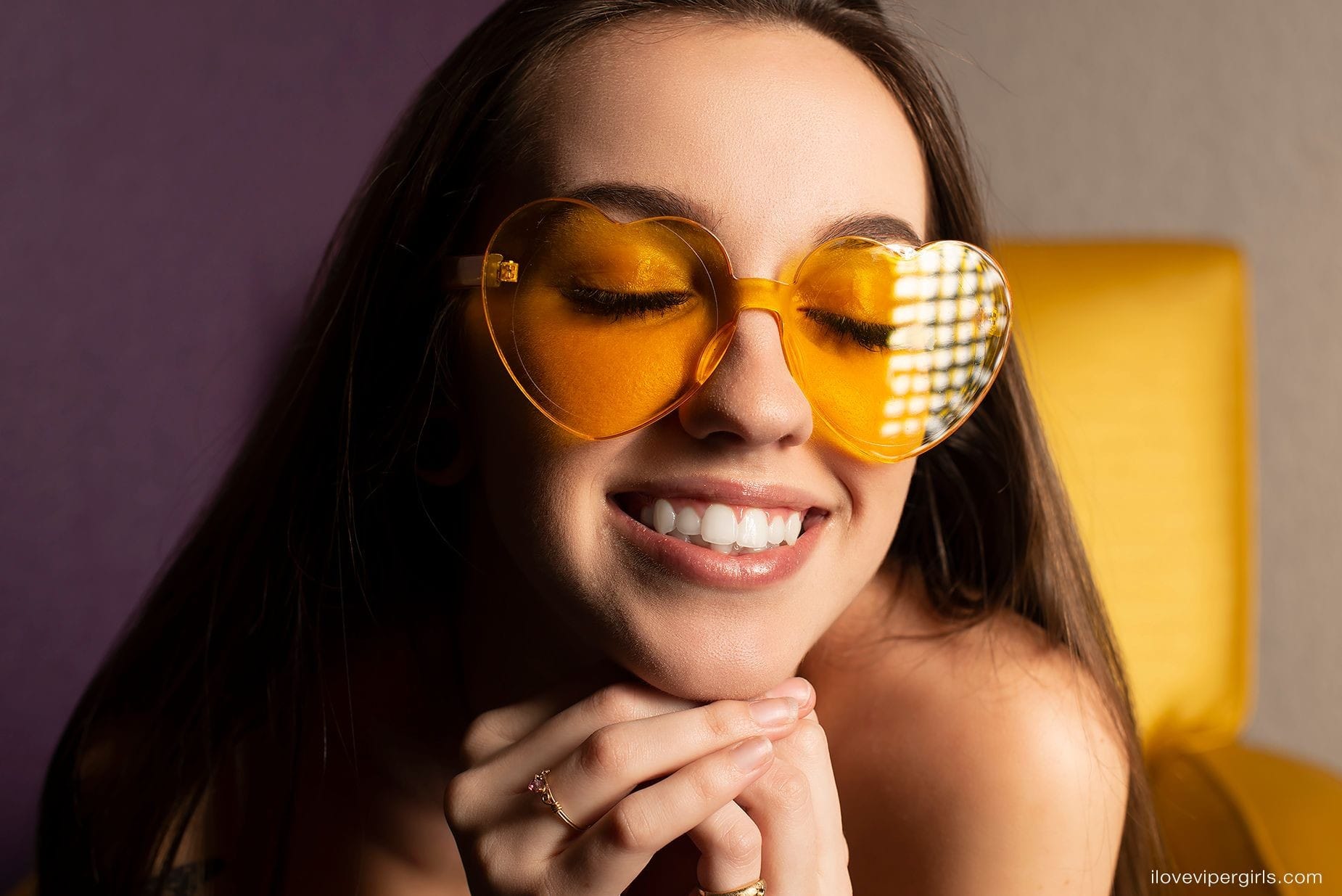 ilovevipergirls.com,ViperGirl Haley, Yellow Chair Series. Nude, Yellow heart glasses,Topless,#vipergirlhaley,Tattoo Girls, #ILVG #ilovevipergirls,#fiftyshades