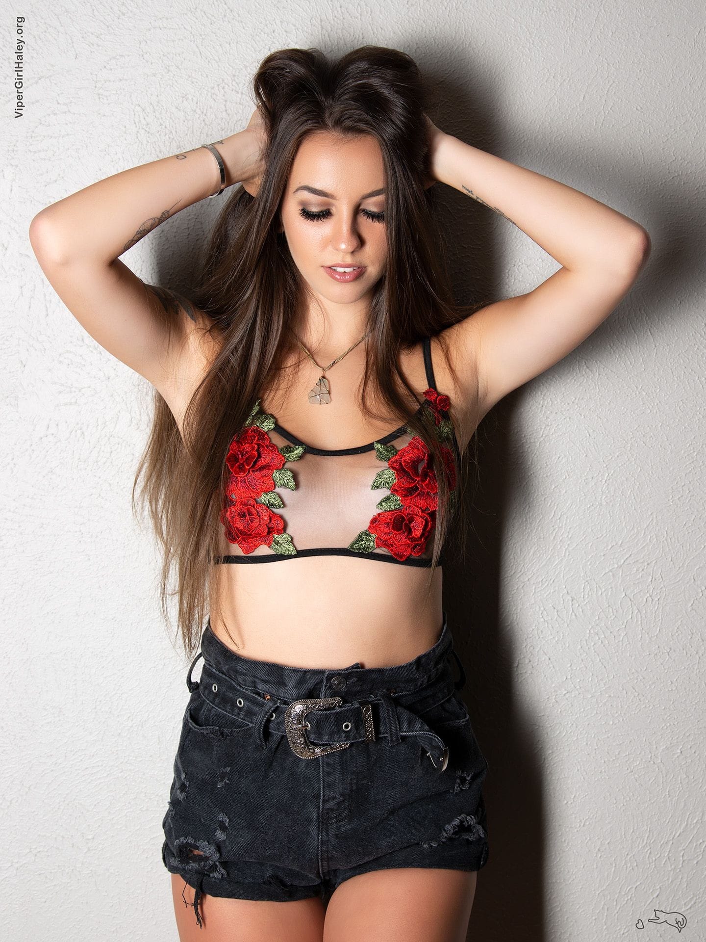 ViperGirl Haley,Red rose lingerie. Black High waisted shorts. Set includes,Nudity,Toples, Implied,Full Nude. fiftyshadesofhaley.com